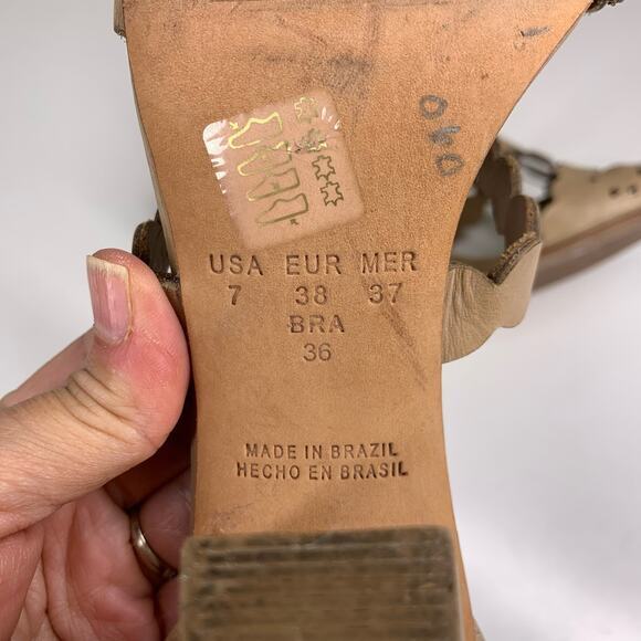 MASIERO Tan Leather Eyelet Strappy‎ Open Toe Heeled Sandals Size 7 - Picture 10 of 10